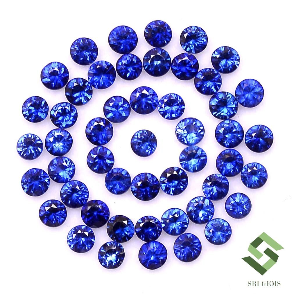 2.50 mm Natural Blue Sapphire Round Cut Lot 20 Pcs 1.48 CTS Loose Gemstones
