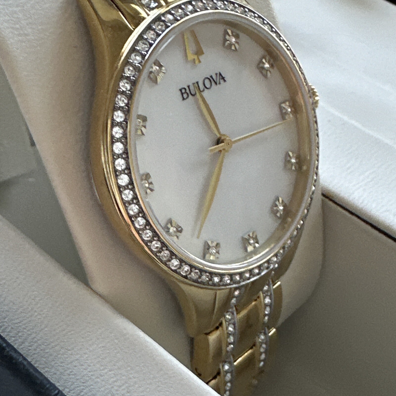 Bulova Box Set with Bangle Bracelets And Crystal Ladies Watch 98X119