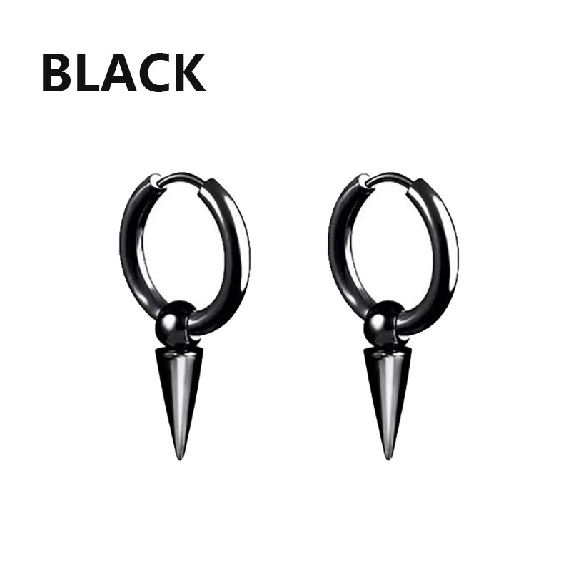 2 Pc Stainless Steel Hoop Earrings Men Black Tone Gothic Small Punk Jewelry