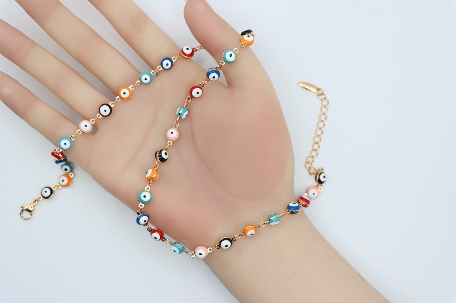 Rose Gold Necklace Design, XPNL0125 Colorful Evil Eye