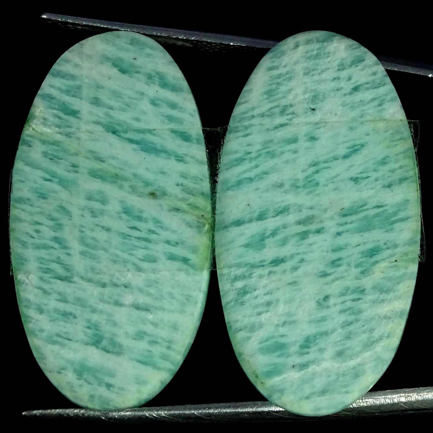 43.50Cts Natural Designer Amazonite Oval Cabochon Pair Gemstone 17X33X4MM
