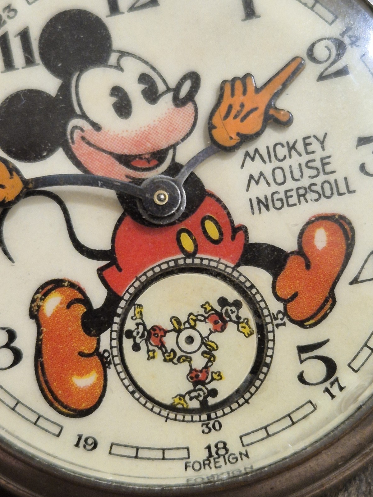 Vintage Ingersoll LTD of London Bearded Mickey Mouse Pocket Watch 50 mm Working