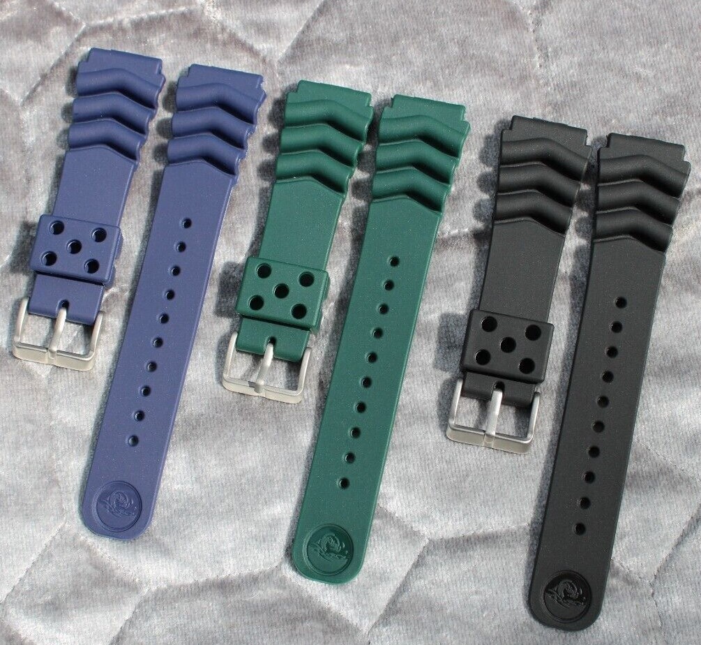 Genuine Seiko Z22 Watch Band Diver SKX171SKX173 18-22mm Black Rubber Curved Vent