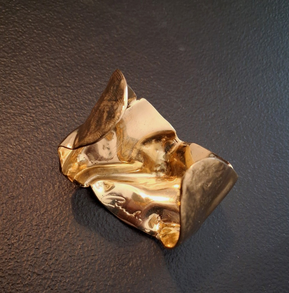 “STUNNING” Cornelia Webb 24-Karat Gold-Plated Asymmetric RIPPLED CUFF Bracelet