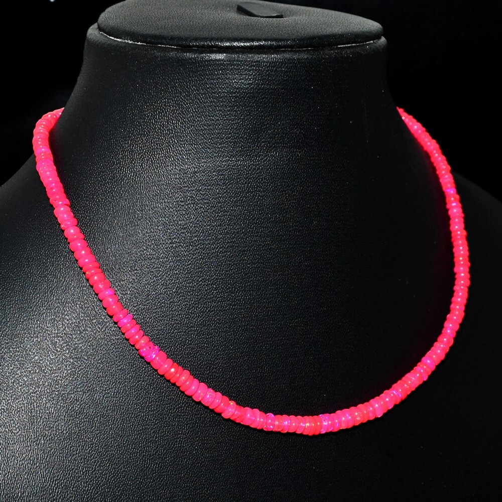 Fabulous Top Pink Ethiopian Opal 41.00 Cts Beaded Beautiful Necklace VK 04 E584