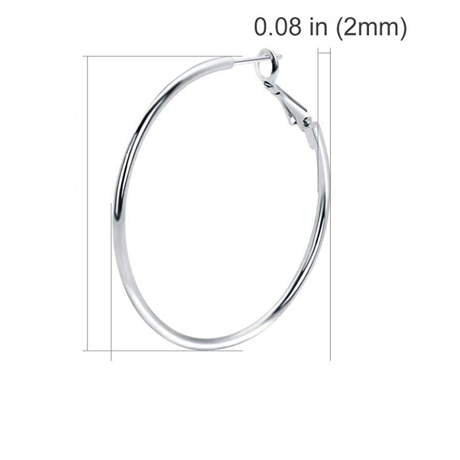 925 Sterling Silver Light-Weight 3.15inch Very Large Thin Tube Hoop Earrings R2F