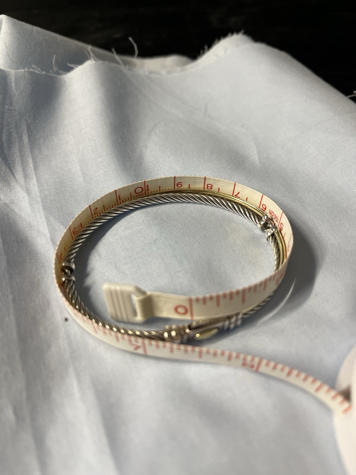 David Yurman 925 SS and 18K YG Two Tone Crossover Cable Bracelet S/M size