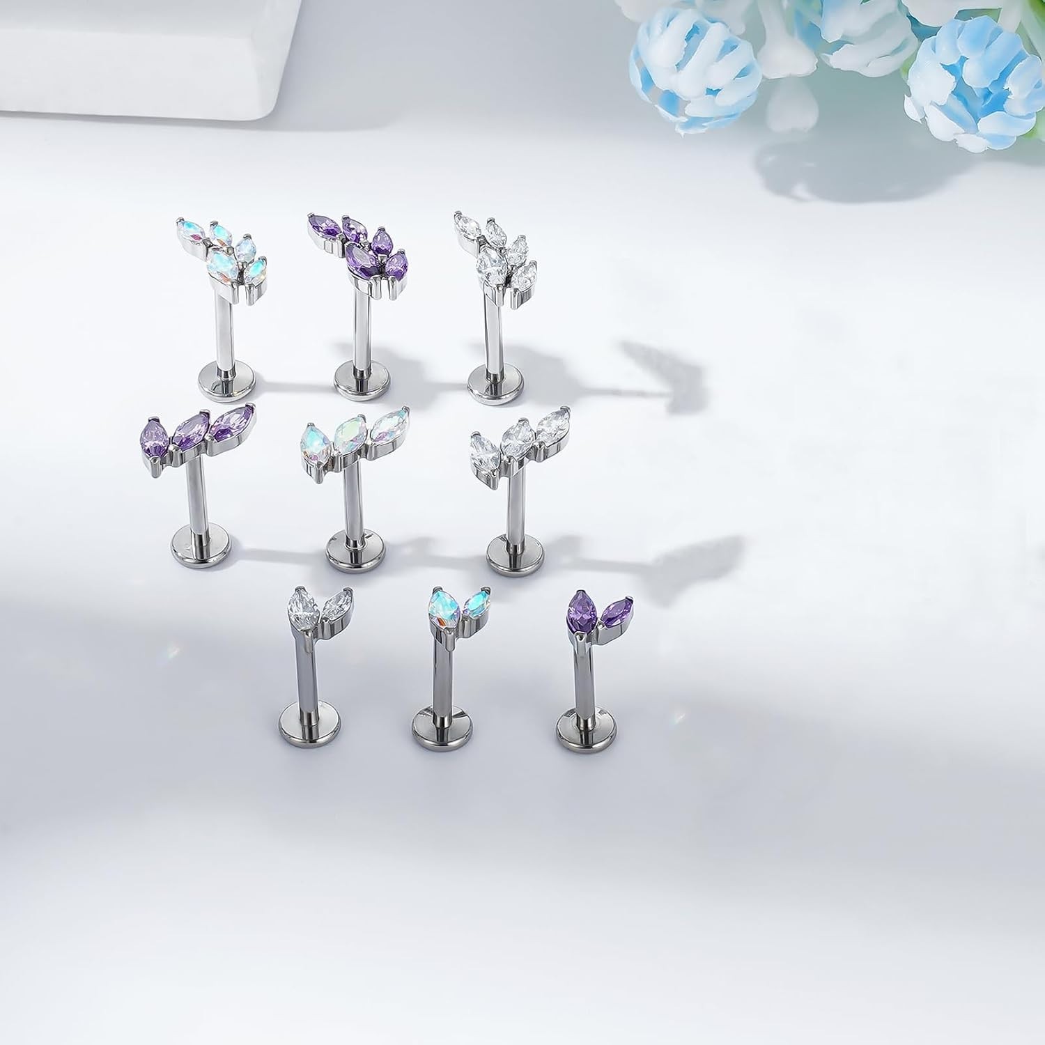 G23 Titanium Flat Back Earrings Studs 16g F136 Implant Grade Titanium Labrets…