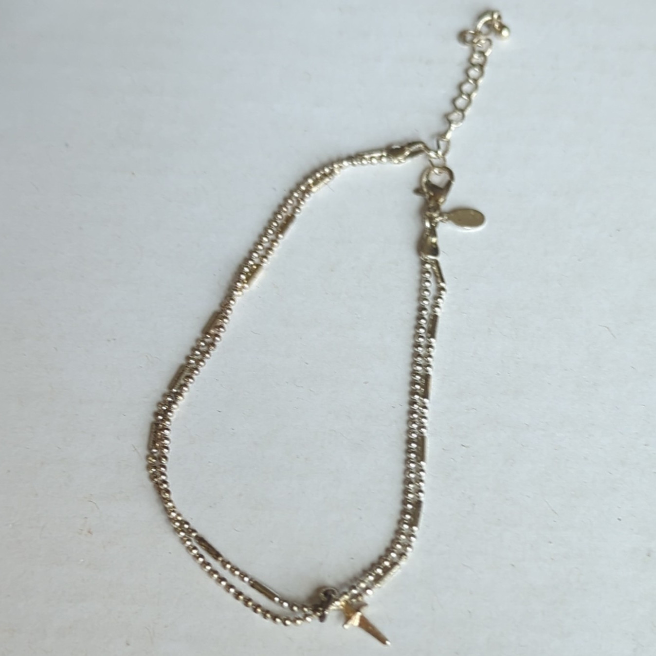 Signed Premier Designs Silver Tone Double Strand Ball Chain Bracelet Lobster