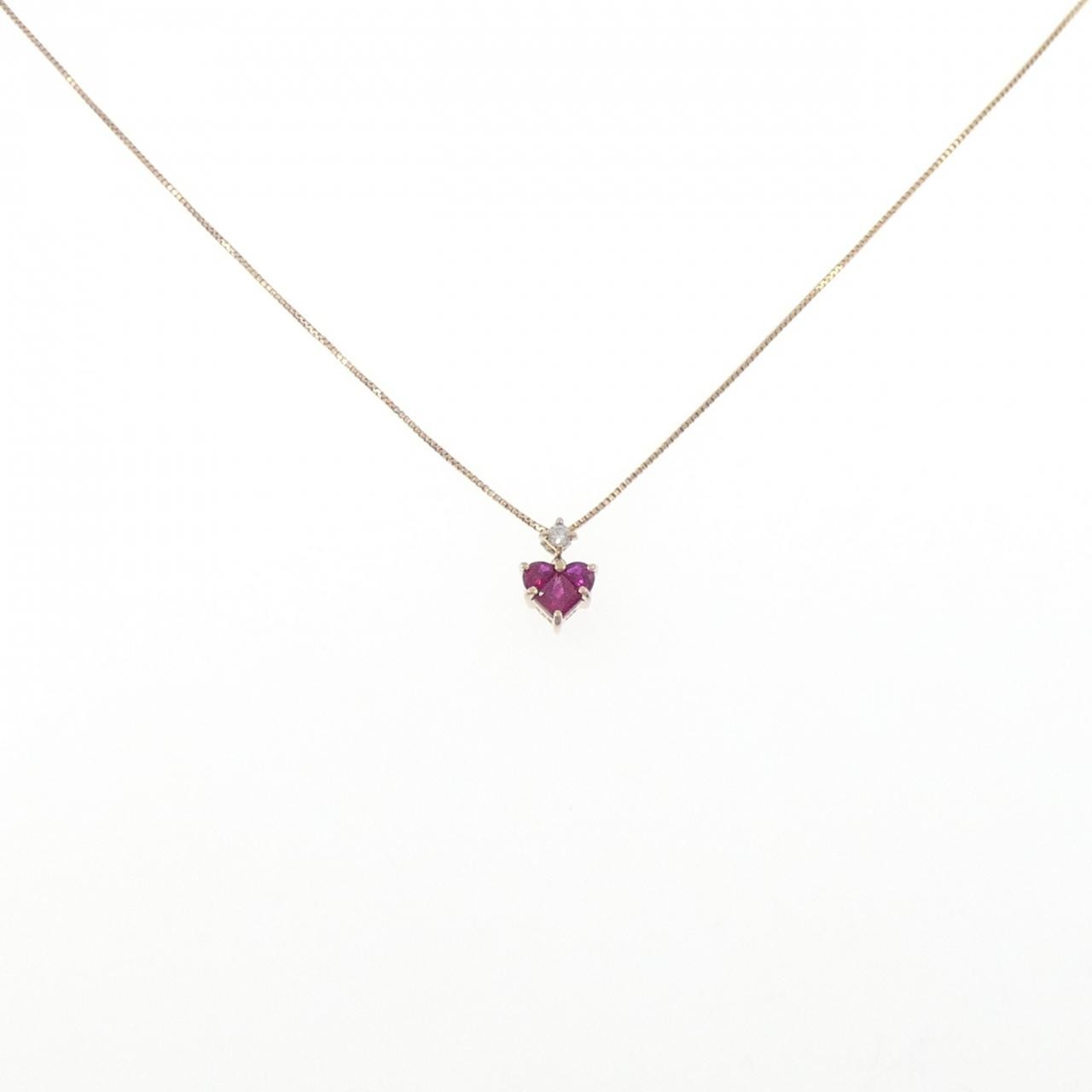 Authentic K18PG Heart Ruby Necklace #270-004-147-2849