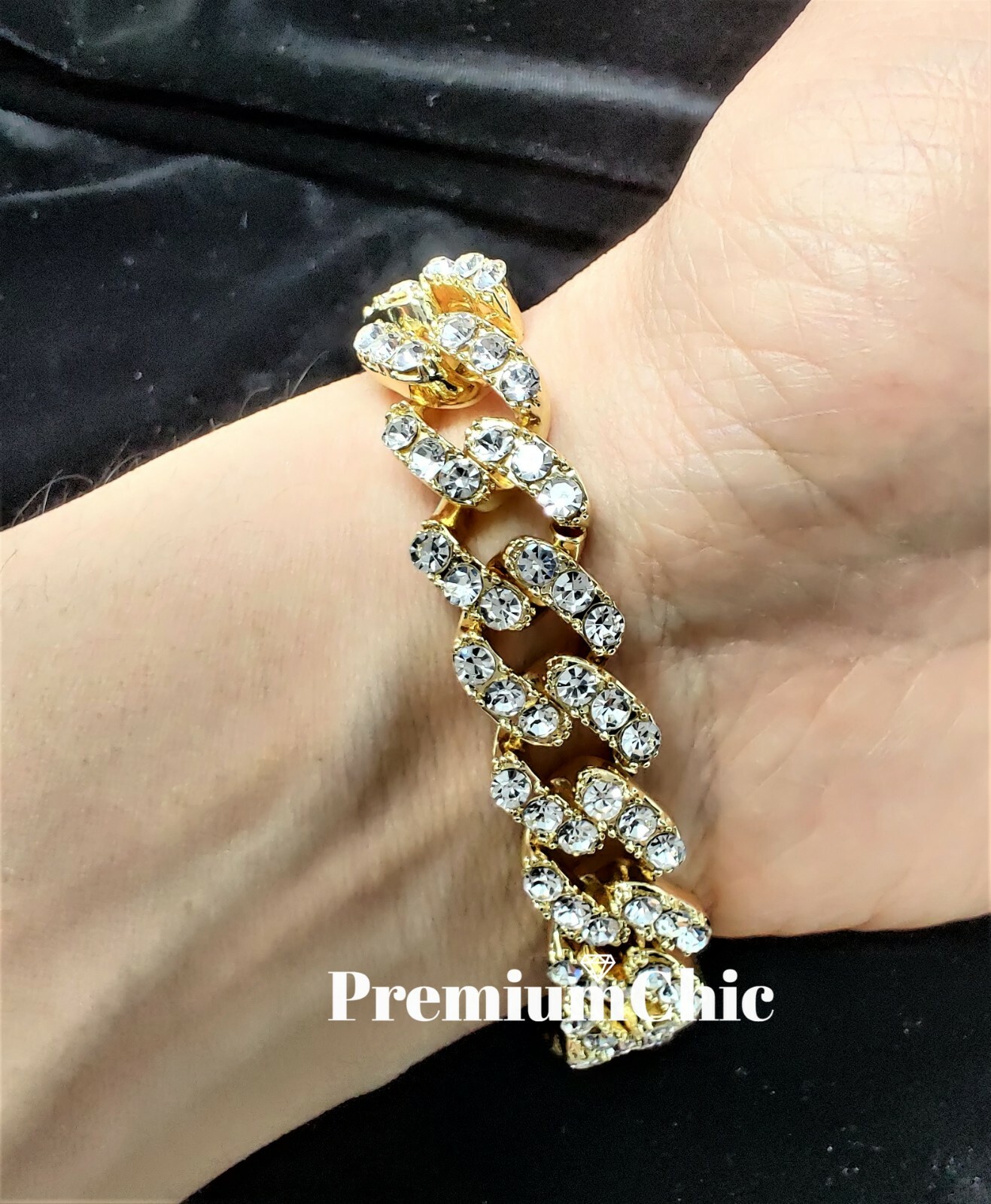 Mens Miami Cuban Link Bracelet FULLY ICED Hip Hop Gold Plated CZ Jewelry
