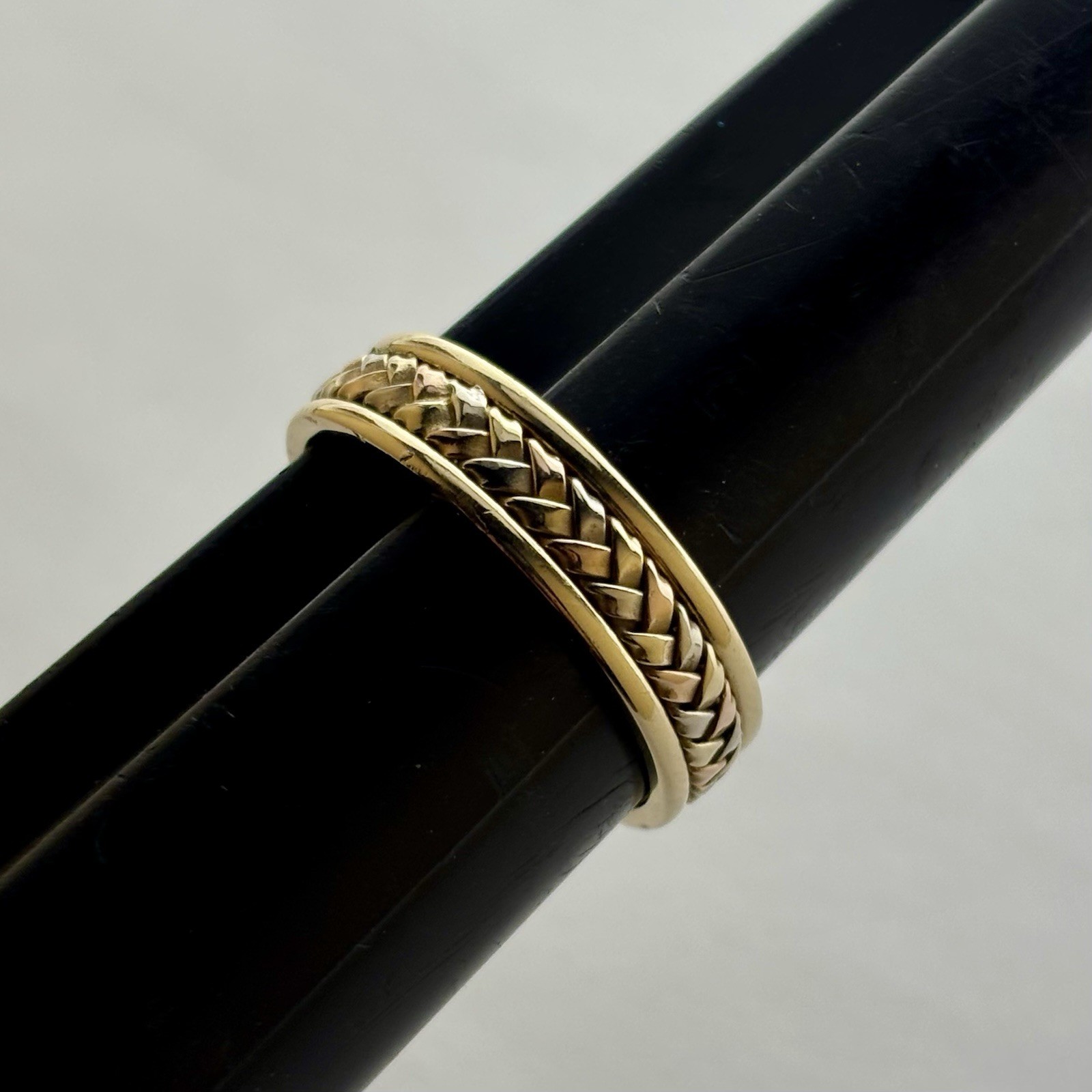14K Solid Tri-Color Gold Braided Band Ring Size 10.5