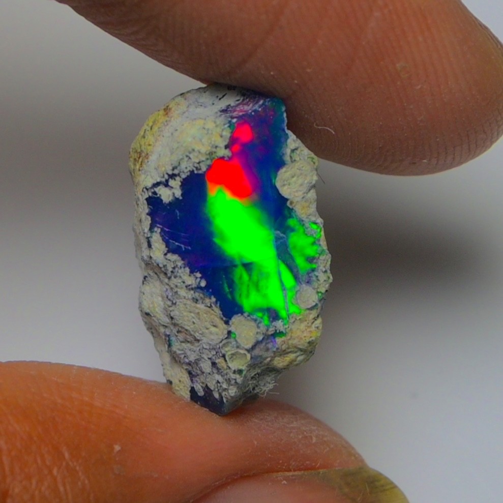 Blue Ethiopian Opal Rough 6.45 cts Smoked Black Opal Raw, Fire Opal