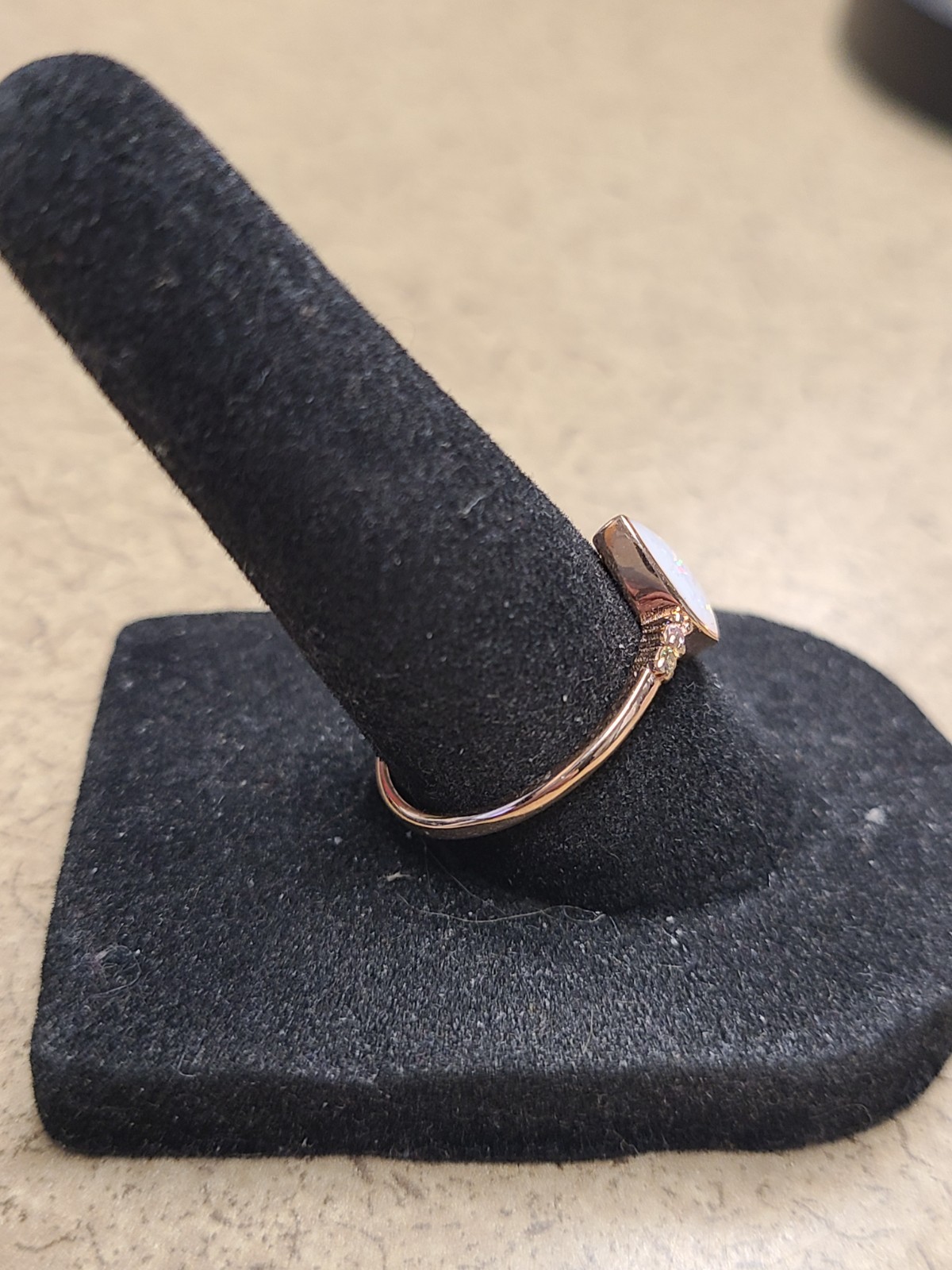 Rose Gold Plated Sterling Silver Opal Ring Size 7.75