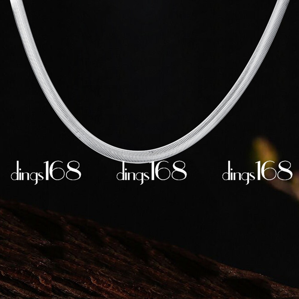 18K White Gold Filled TARNISH/Nickel-FREE 20 inch 2 mm Flat Snake Chain Necklace
