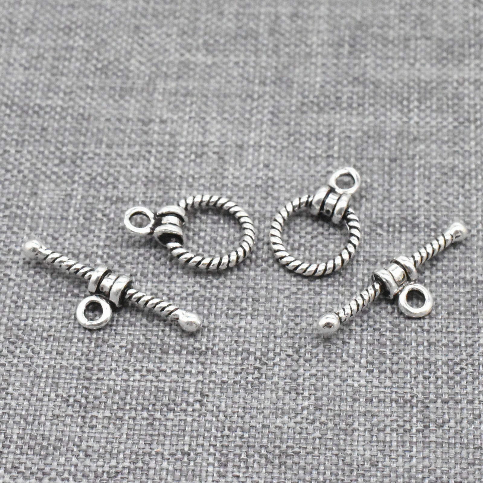 5 Sets of 925 Sterling Silver Coiled Toggle Clasps for Necklace Bracelet