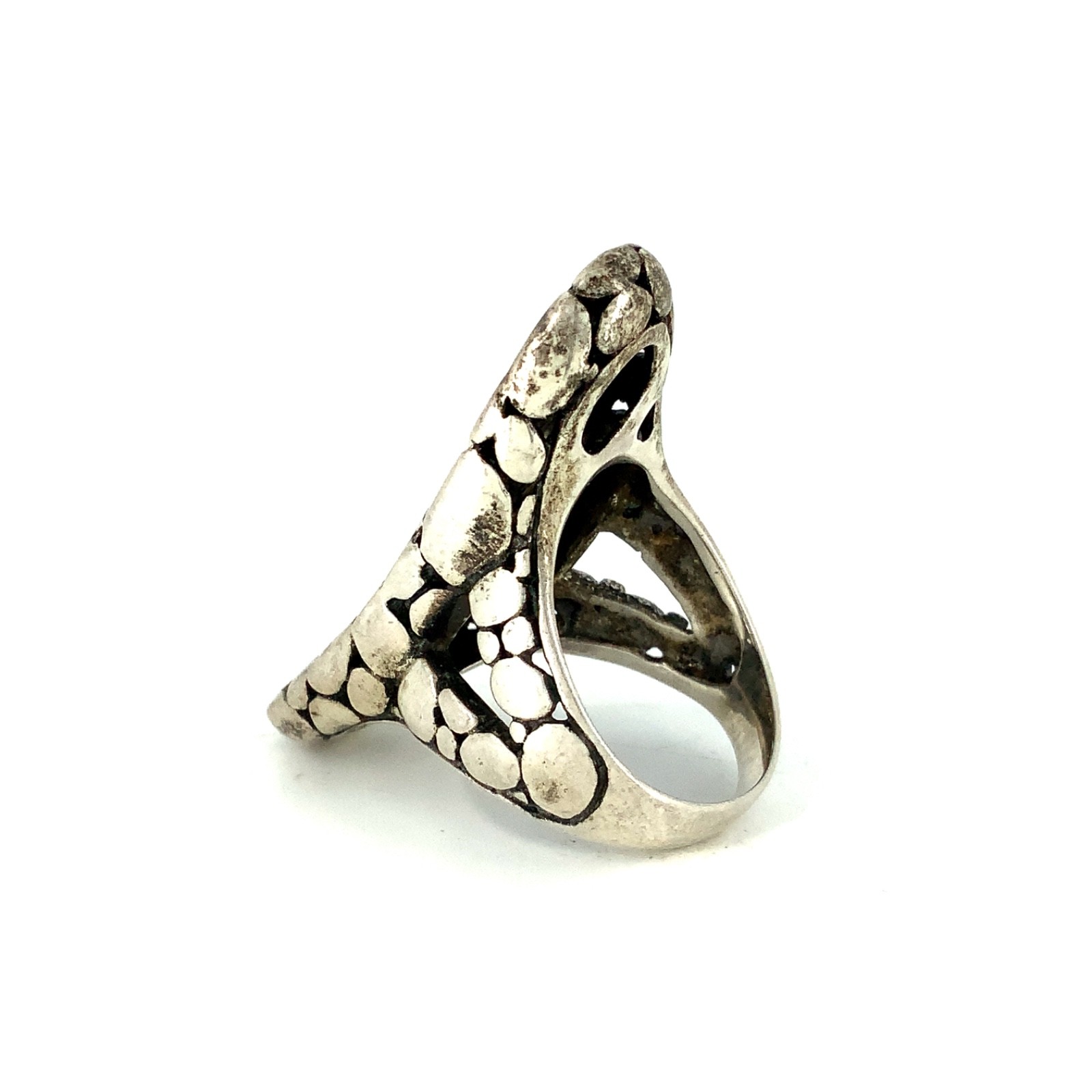 Bangkok Ratnaraj Jewelers BBJ Vintage Sterling Silver Pebble Saddle Ring Sz. 7