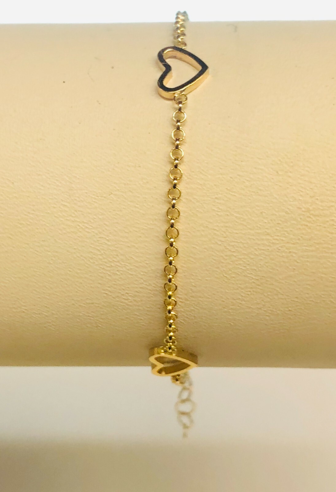 14k Yellow Gold 6″ Child Shiny Fancy Heart Bracelet with Lobster Clasp 1.4Grams
