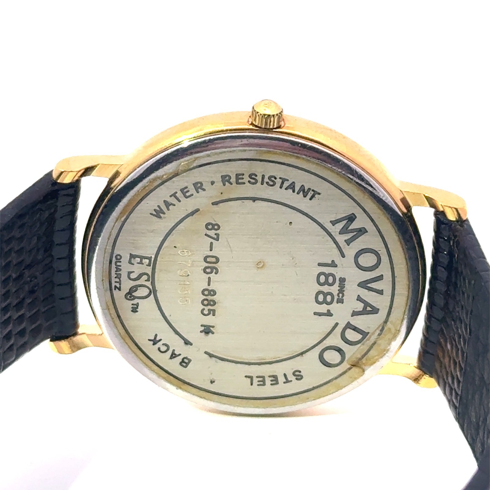 Vintage Movado ESQ Quartz 87-06-885 K Stainless Steel Cream Dial Wristwatch 33mm