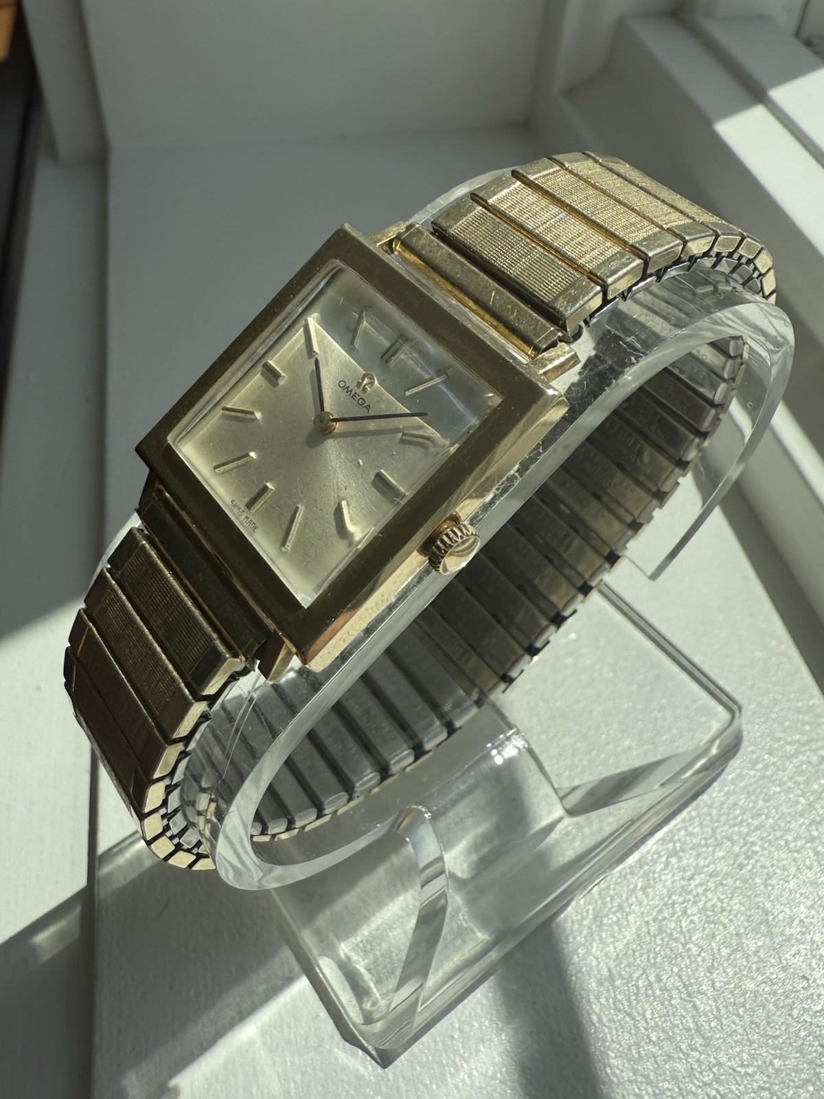Vintage 60’s Omega 14kt GF Thin Square Tank Watch Men’s Working Cal 620