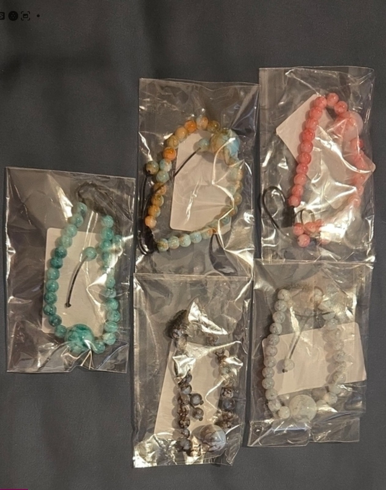 crystal bracelets brand new in packages blue, pink, brown & various multi colors