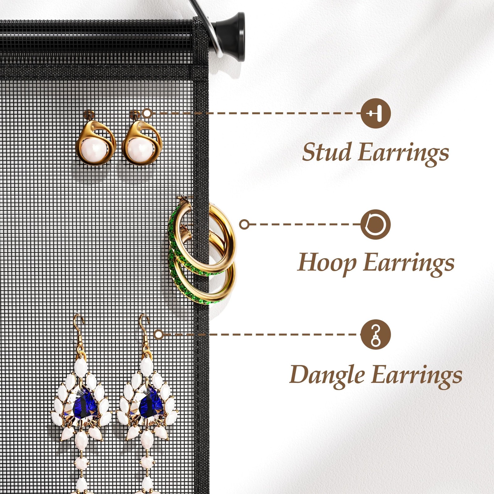 Hanging Earring Organizer & Holder – Wall Mount Earring Display Storage for W…