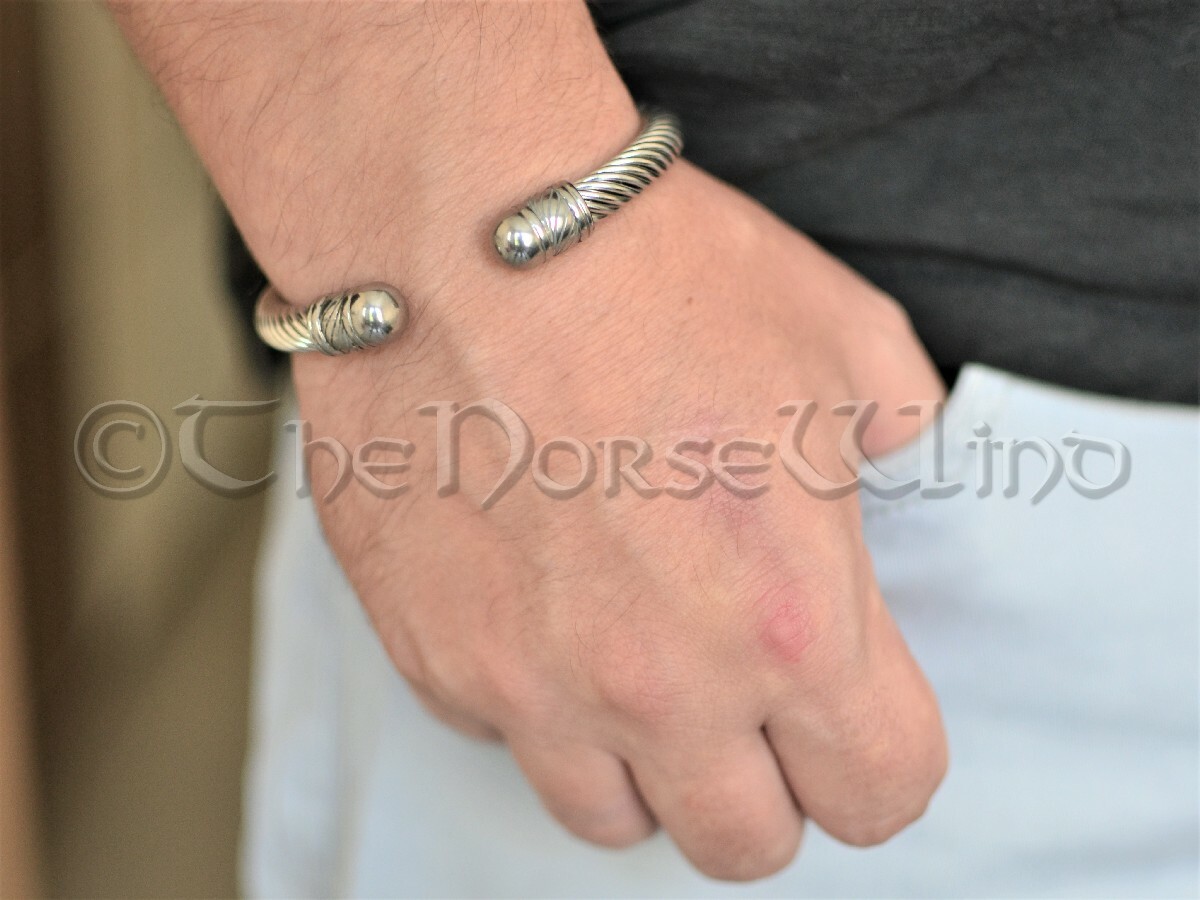 Solid Viking Bracelet Stainless Steel Cuff Norse Arm Ring Torc Viking Jewelry