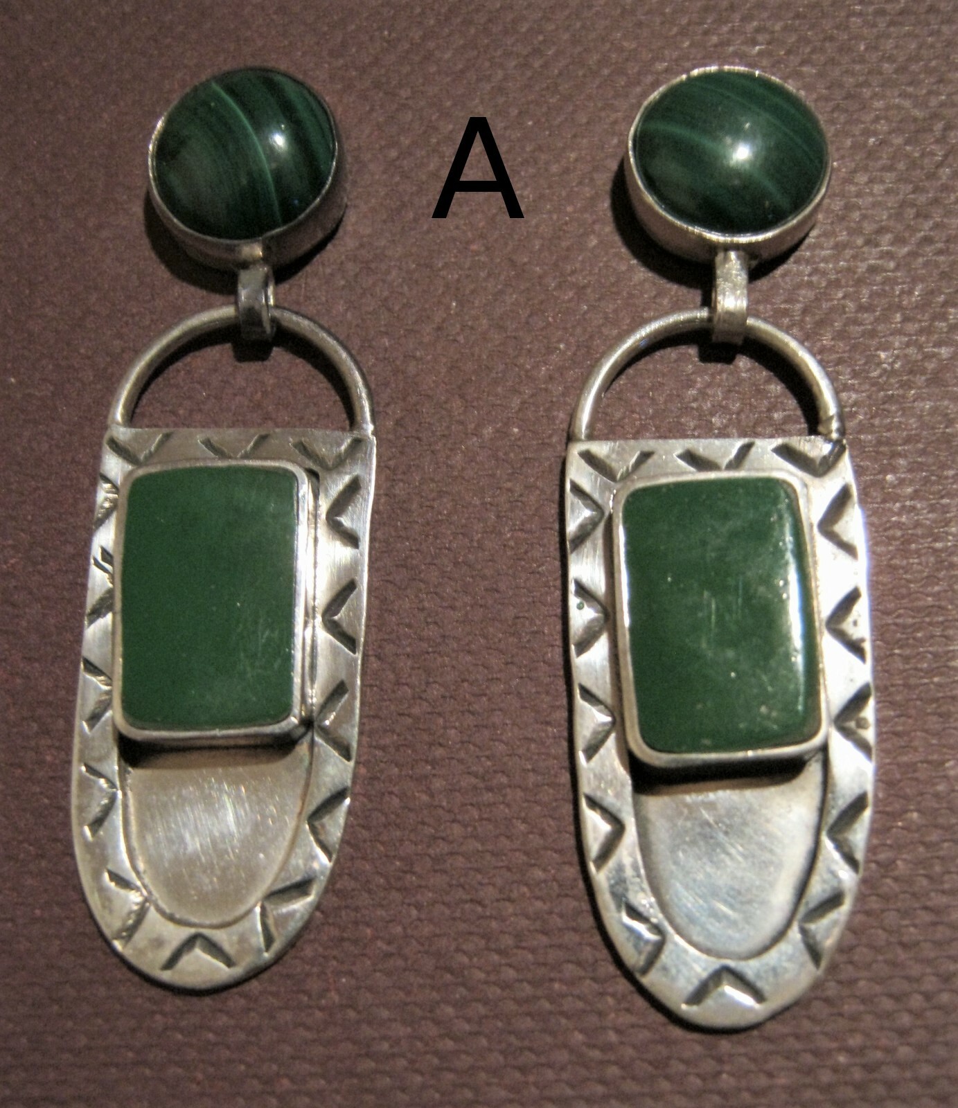 Stud earrings, 925 silver, with malachite, various designs!