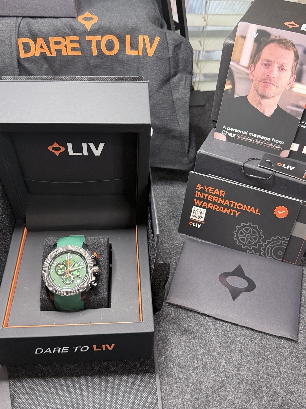 Liv GX1 Chronograph Python Green, Multi-Layer Dial, Swiss Caliber 5040.D