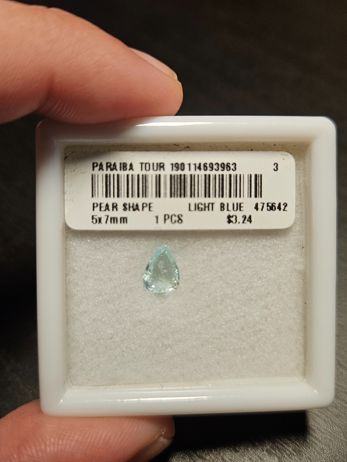 Estate Loose Gemstone Natural Paraiba Blue-Green Tourmaline 5x7mm Pear .44 ct