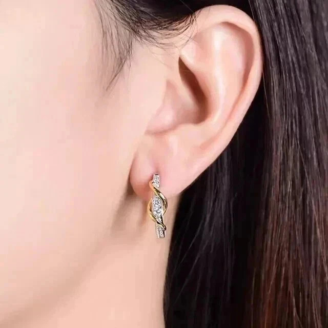 Women Engagement Hoop Earrings Round Cut Simulated Diamond 925 Starling Silver