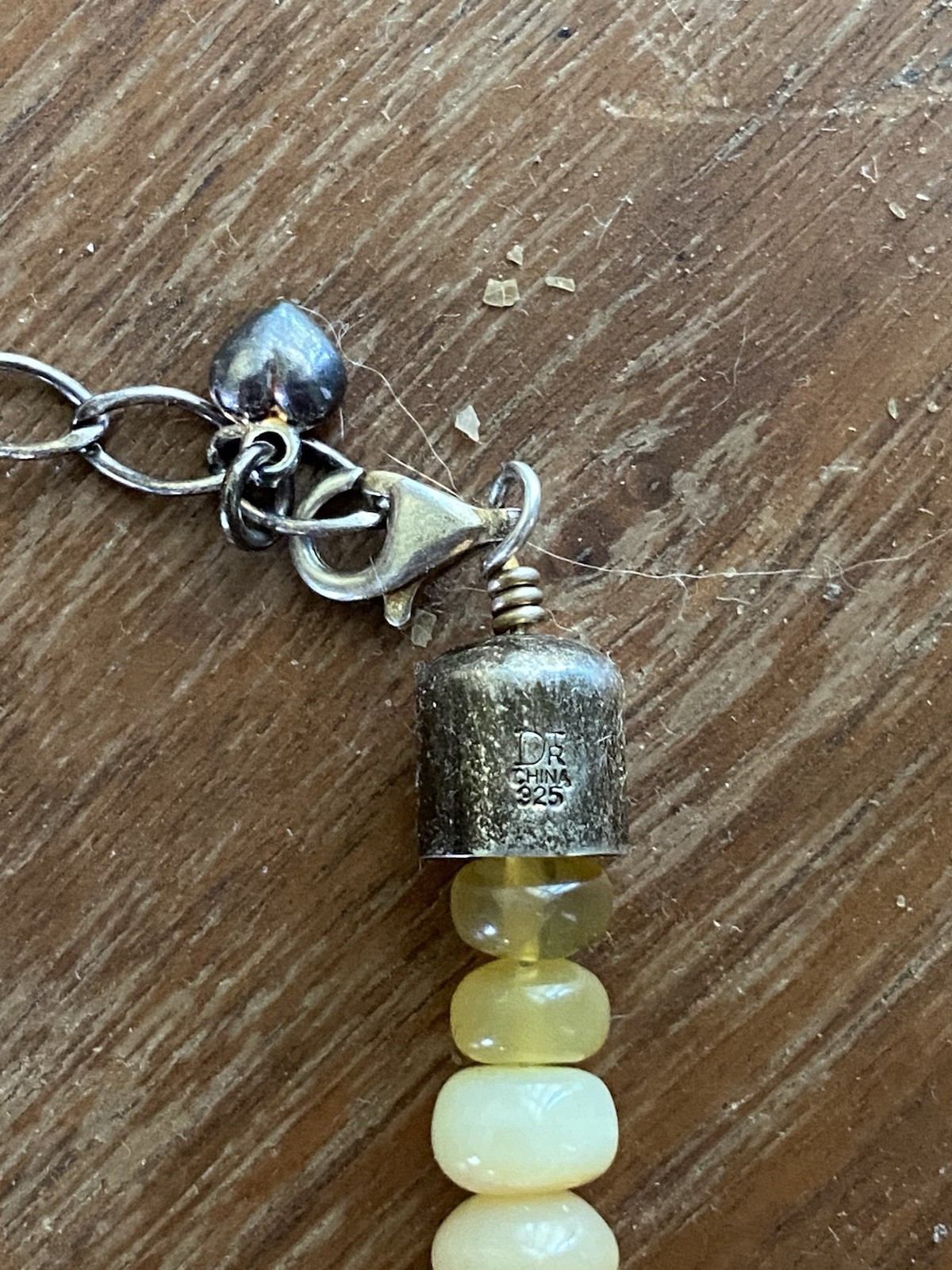 Vintage Desert Rose Trading Yellow Opal & Sterling Silver Necklace