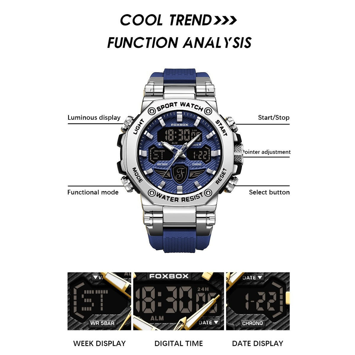 LIGE Men Sport Diver Big Watch Quartz Digital Waterproof Luminous Boy Wristwatch