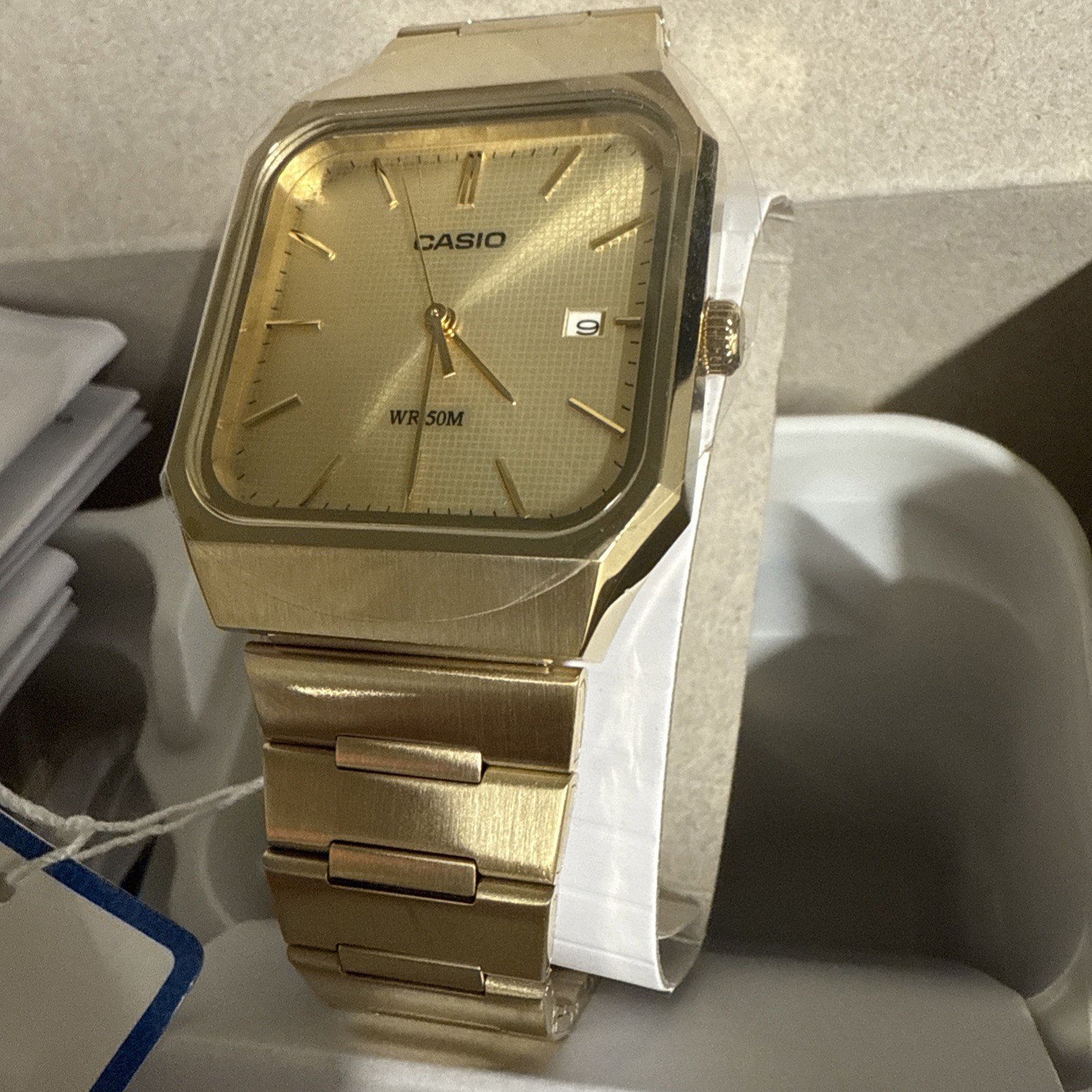 Casio MTP-B185G-9A Gold Stainless Steel Analog Men’s Watch | WR 50M | New