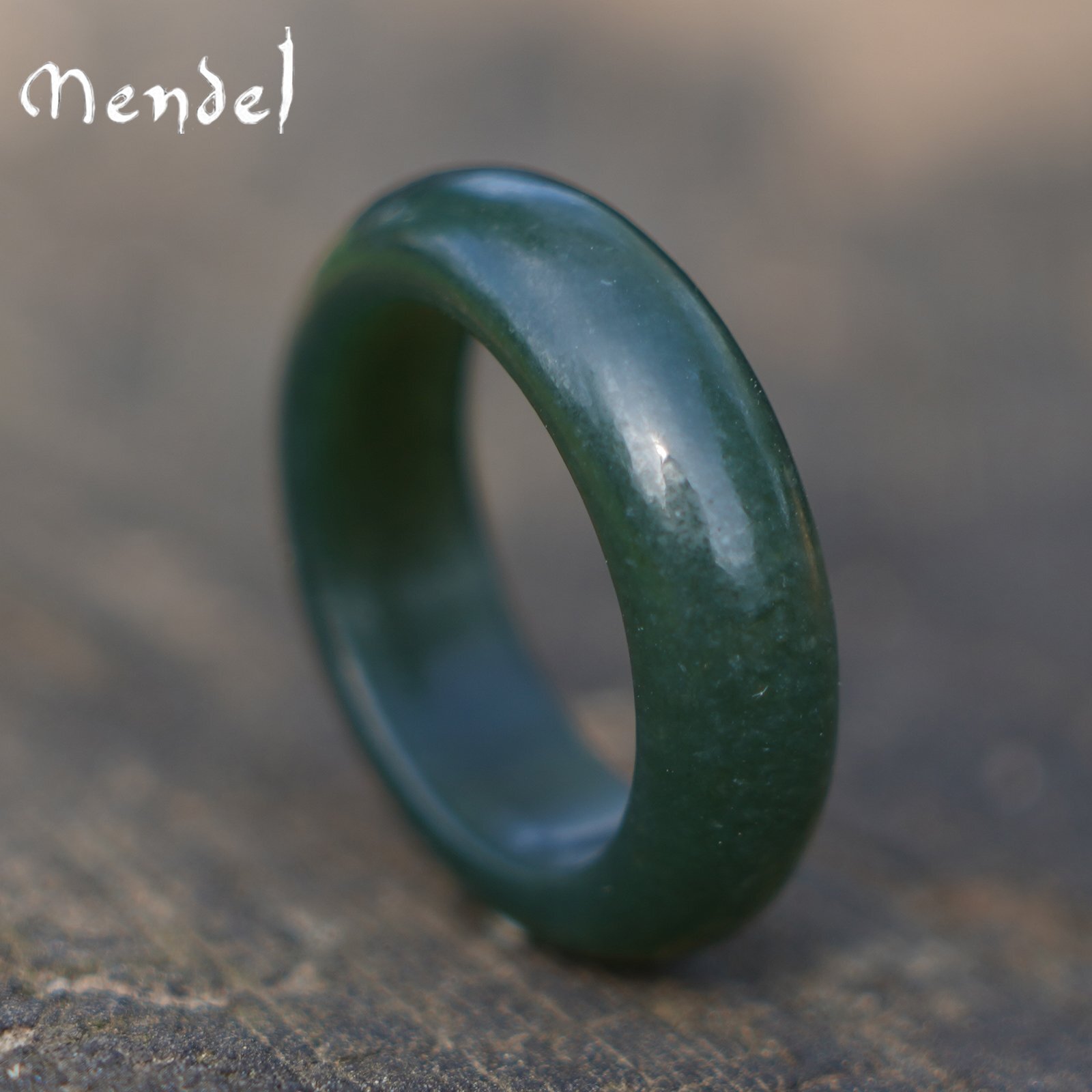 MENDEL Mens Womens Natural Genuine Real Green Jade Band Ring Size 5 6 7 8 10 13