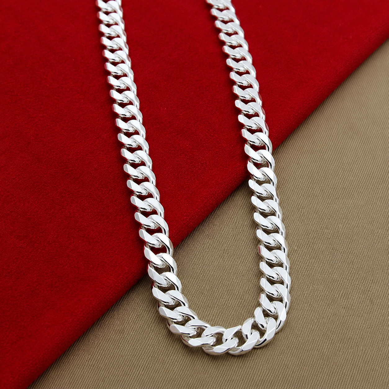 925 Sterling Silver 10mm Link Chain Necklace Men 20″ 24″ Party Gift Jewelry