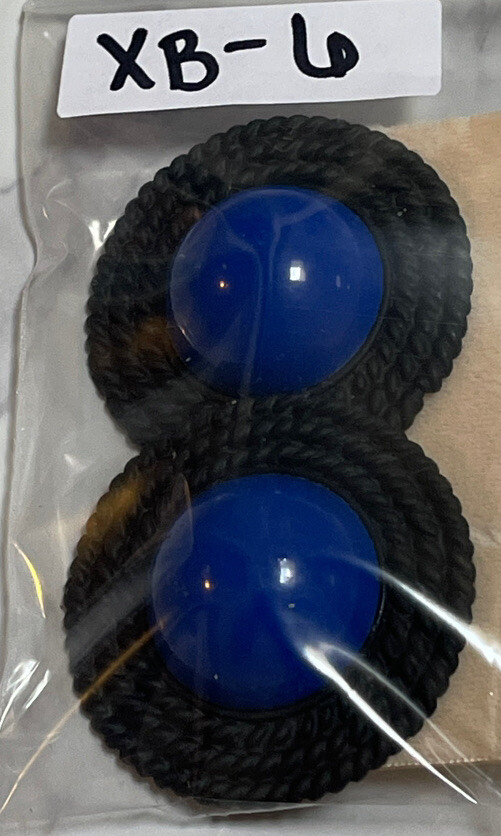 Black Painted Blue Round Statement Pierced Earrings Jewelry XB-6