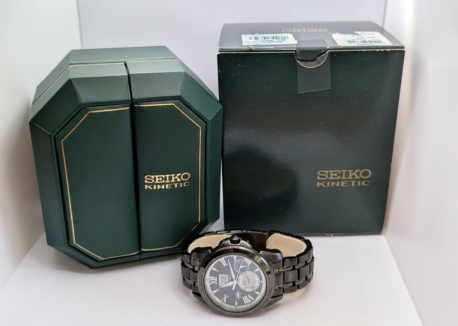 Seiko Premier Kinetic Perpetual Big Date Black Sapphire 7D48-0AM0| New Cap & Kit
