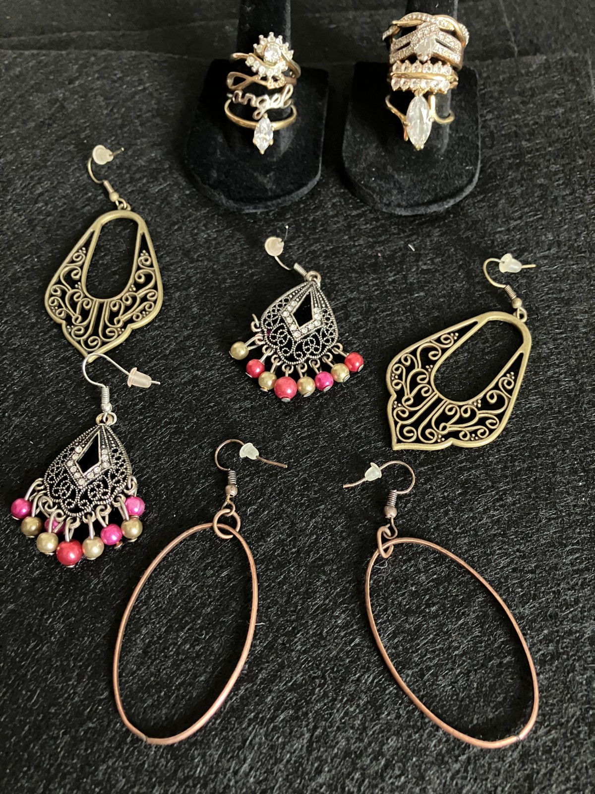 Lot Of Costume Rings and Earrings 8 Rings and 3 Earrings