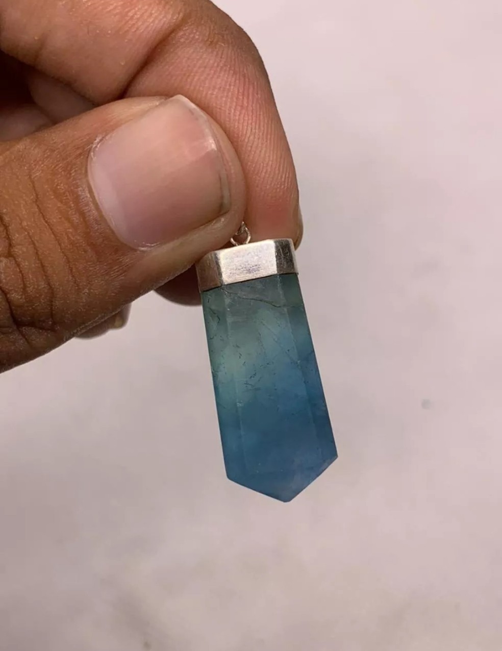 Top Quality Gemstone Blue Fluorite Pendant 925 Sterling Silver Pendant