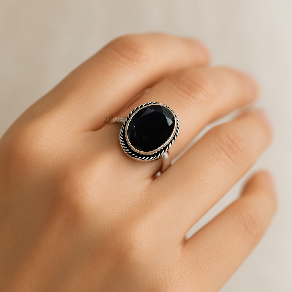 Vintage Style Black Onyx Ring Solid 925 Sterling Silver Handmade Jewelry