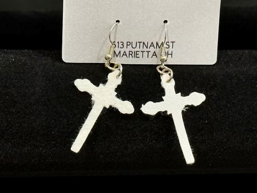 Handmade Nickel free Faux Leather Cross Design Earrings