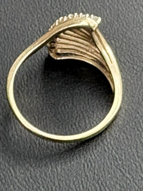 Peter Stone 14K Yellow Gold And Diamond Fan Design Ring Size 7