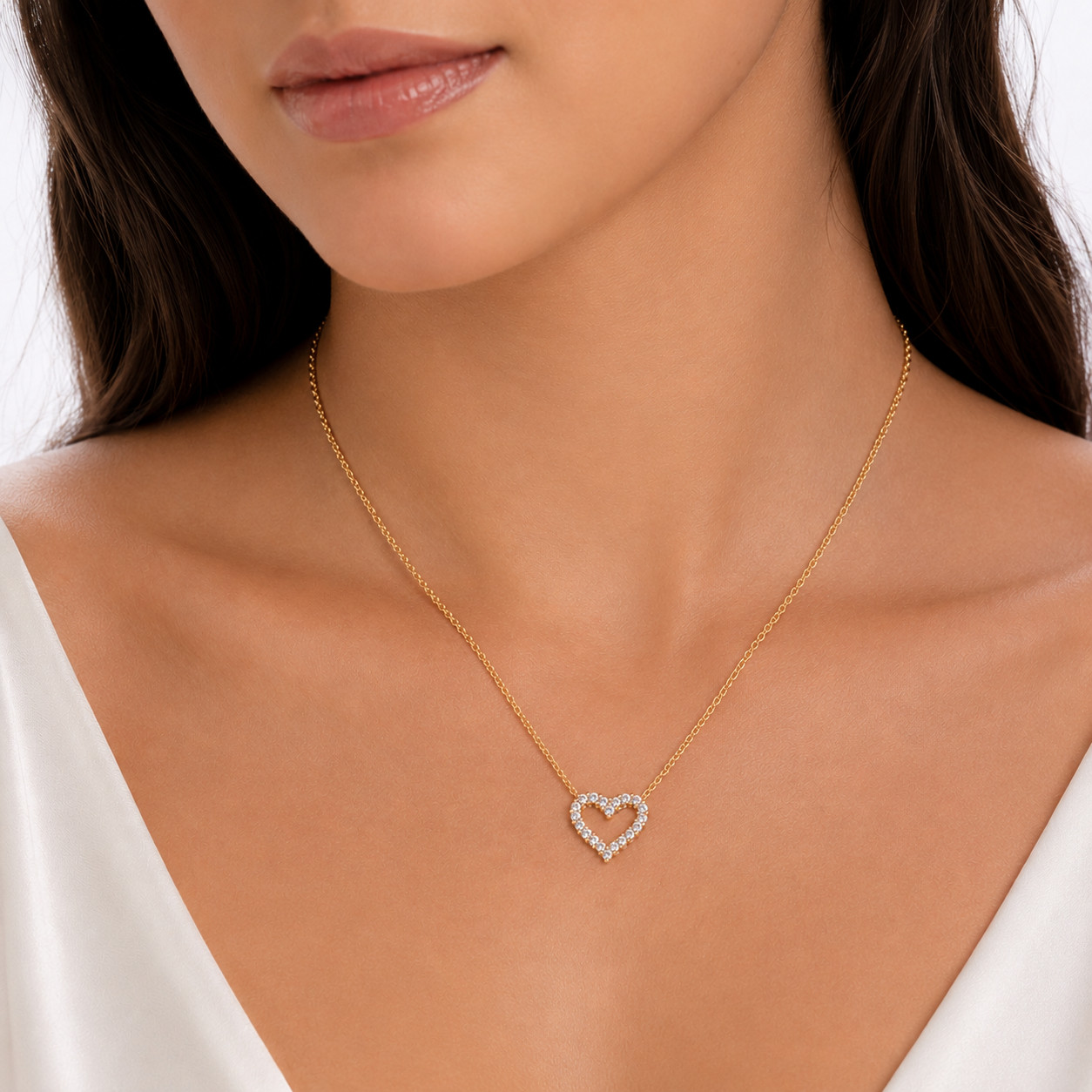 0.70Ct Round Lab Grown Diamond Heart Shape Pendant Necklace 925 Silver for Women