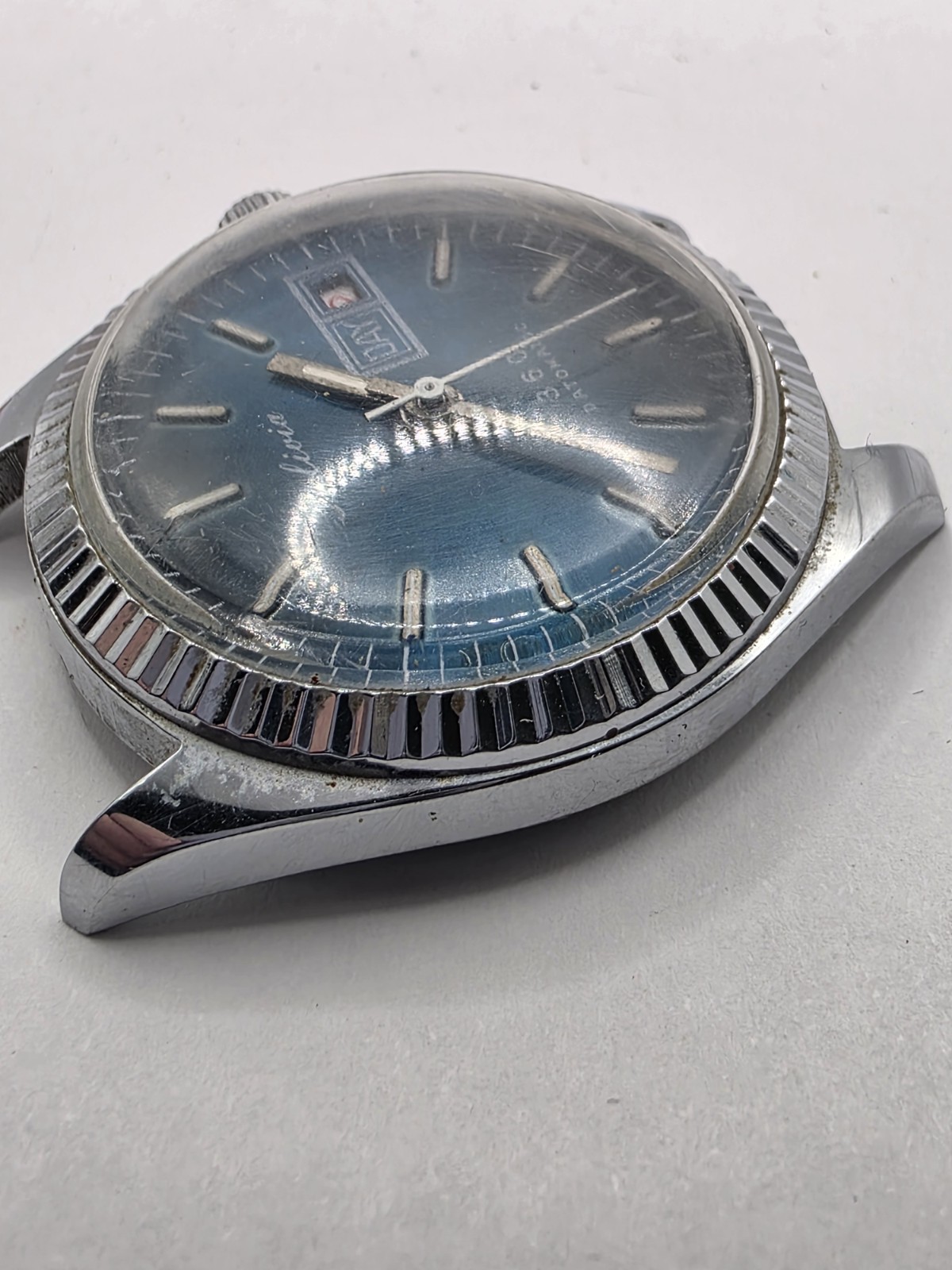 Bolivia 360 Men’s Mechanical Watch Day Date Blue Dial Runs Briefly Lot