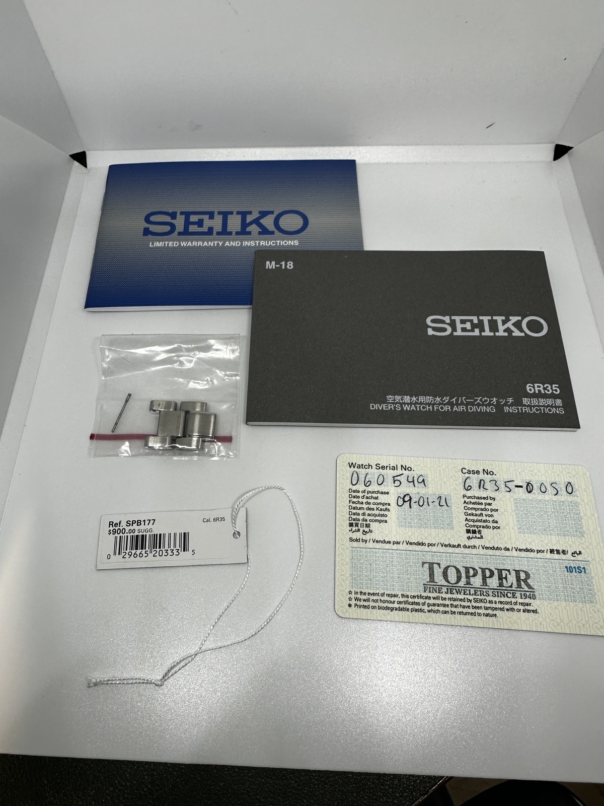 Seiko Luxe SPB177 Green Ice Diver Prospex full set