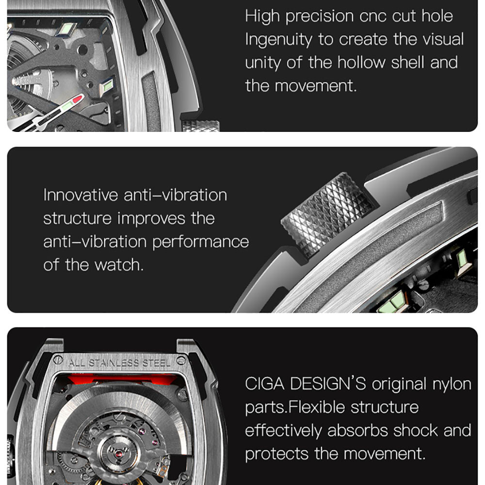 CIGA Design Z Series Aircraft Automatic Skeletonized Black Sapphire Men’s Watch