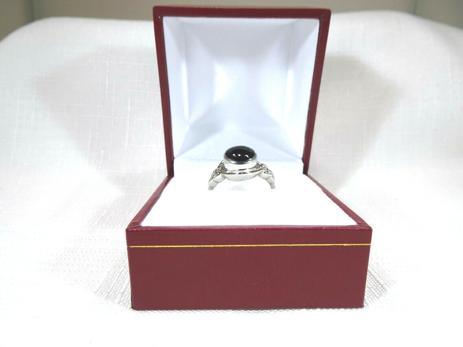 Lab-Created Black Onyx Solid Sterling Silver Celtic Knot Ring-size US (7) AU (O)