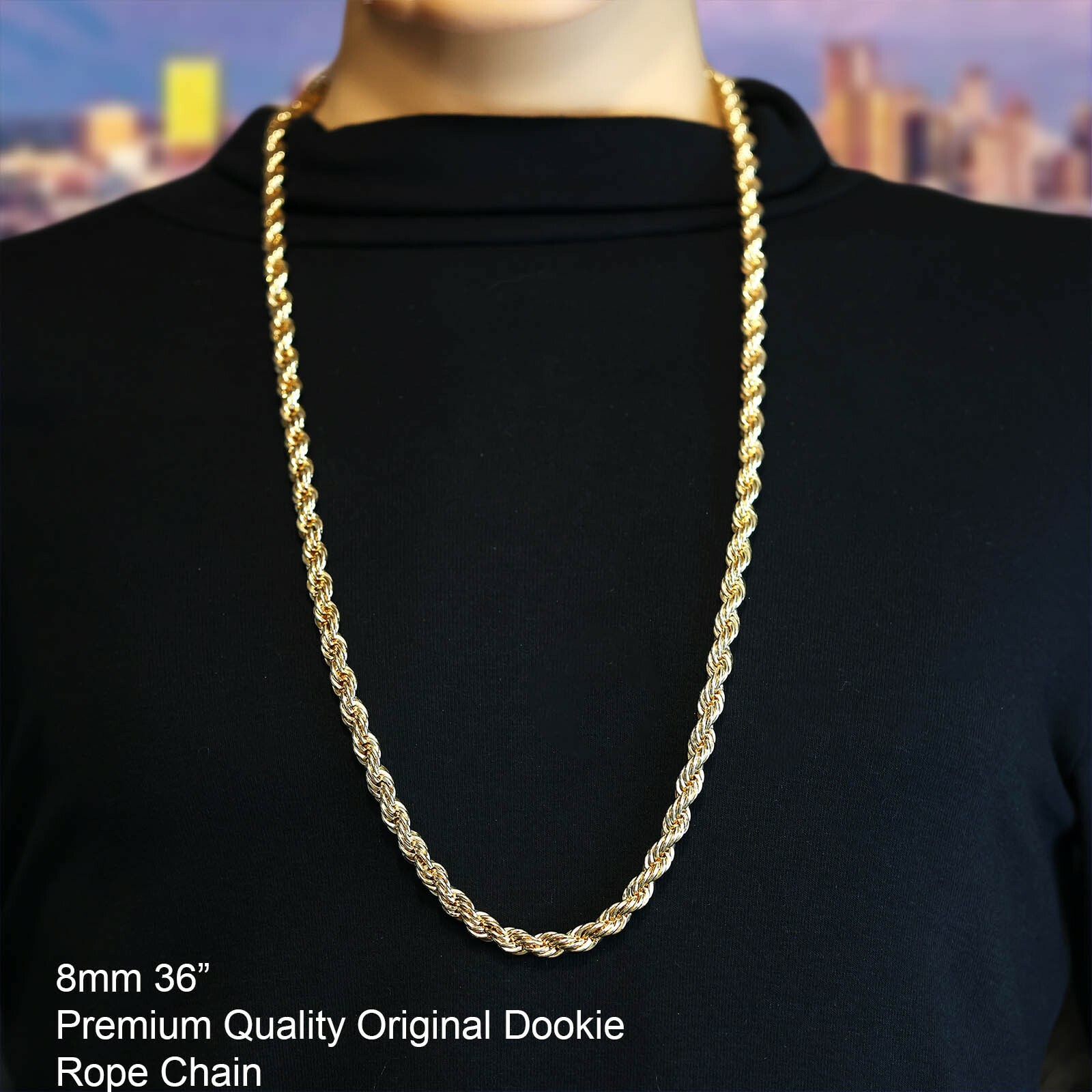 Cubic-Zirconia House Trap Pendant stardust 36″ Rope Chain Jumbo Gold Plated