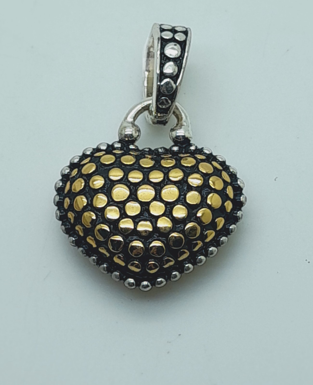 Vintage heart shape black & Silver & gold Dots Texture fashion jewelry Pendant 7